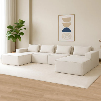 No Assembly Required 4 - Piece Chenille Sofa