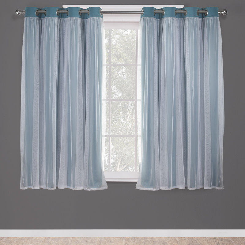 Nunley Room Darkening Curtain Pair, 52" W x 63" L, Turquoise