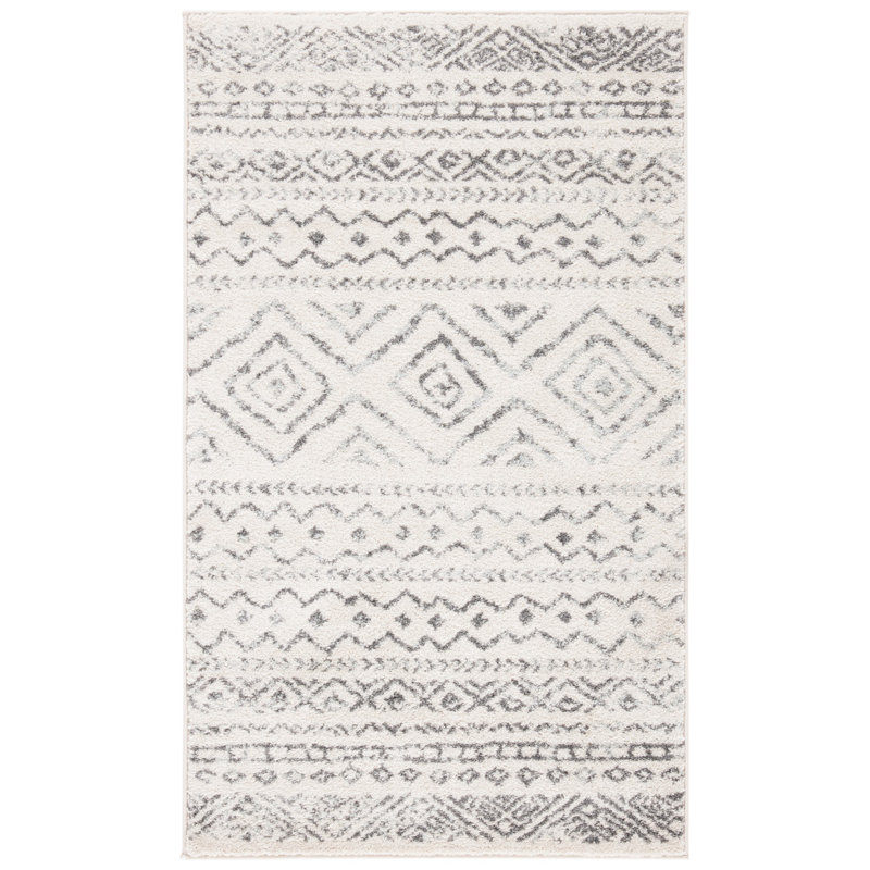 Tapis ivoire / gris Rentschler Southwestern, Rectangle 2 pi x 4 pi
