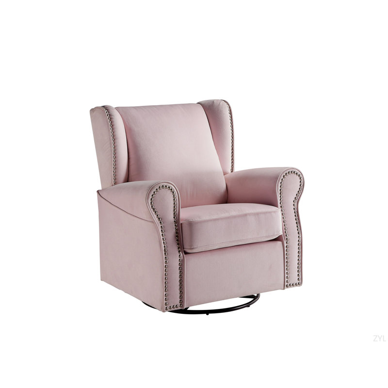 Fauteuil oscillant rose en tissu avec pivot