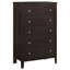 Commode brune à 5 tiroirs Payton, solution de rangement spacieuse et élégante pour les chambres à coucher modernes et les espaces de vie
