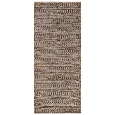Concord Natural Fibre Hand Woven Jute/Cotton Striped Rug in Beige