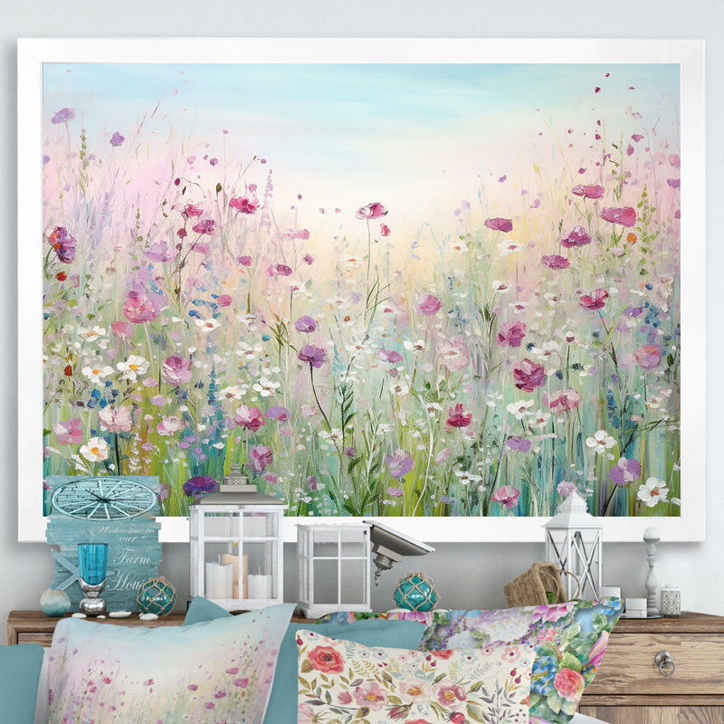 Art sur toile, "Fleurs sauvages", Cadre photo unique, H 24 po x l 32 po, Blanc