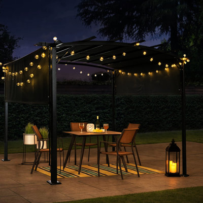 Pergola d'extérieur 12 x 9 pi avec abat-jour rétractable - Structure en acier pour les événements dans la cour arrière de 12 x 9 pi