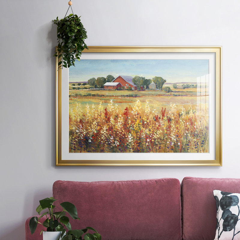 Country View I, reproduction d'art encadrée, Or, H 27 po x l 39 po x P 1,5 po
