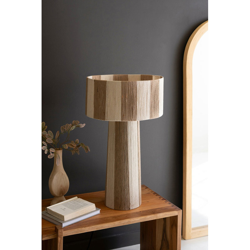  Lampe de table en jute naturel et kaki avec abat-jour - hauteur 28 po