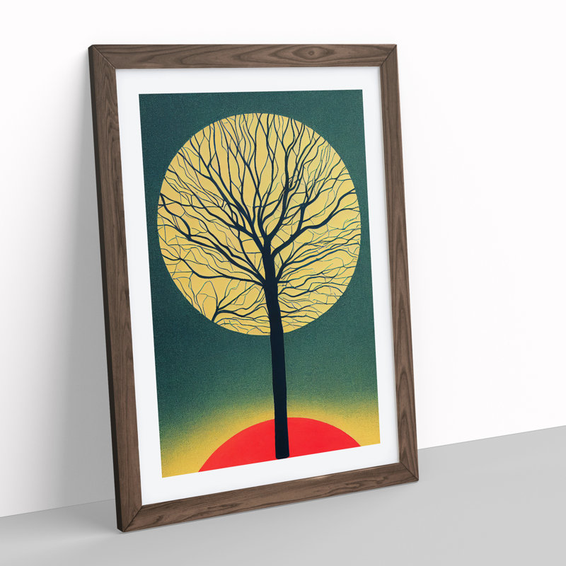 Retro Tree No.3 - Wall Art, 34cm H x 25cm W x 2cm D, Walnut Framed