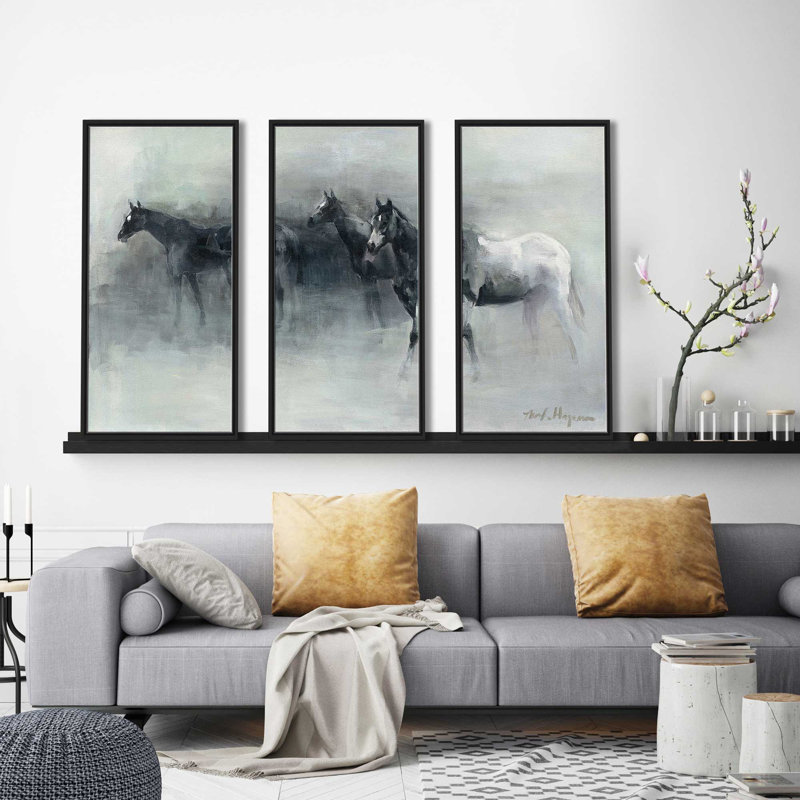 "In The Mist", reproduction de 3 pièces sur toile flottante, H 33,5 po x l 52,5 po x P 2 po