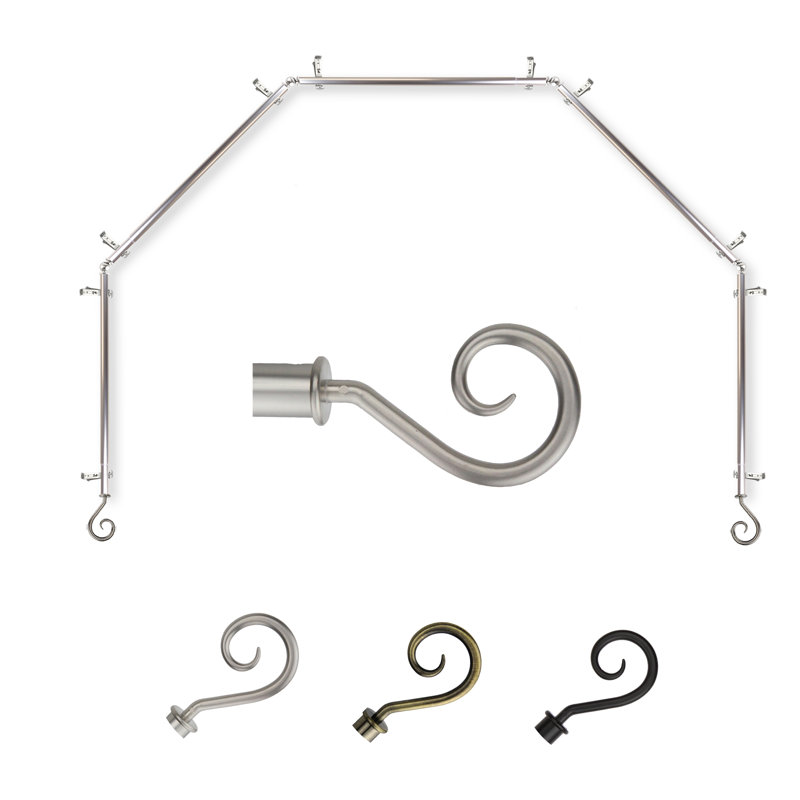 Tringle à rideaux simple ajustable avec baie vitrée de 0,81 po, Nickel satiné, 28 po à 48 po (chaque côté)
