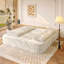 Canapé-lit modulaire en velours côtelé 80 po avec méridienne et couverture-942645748
