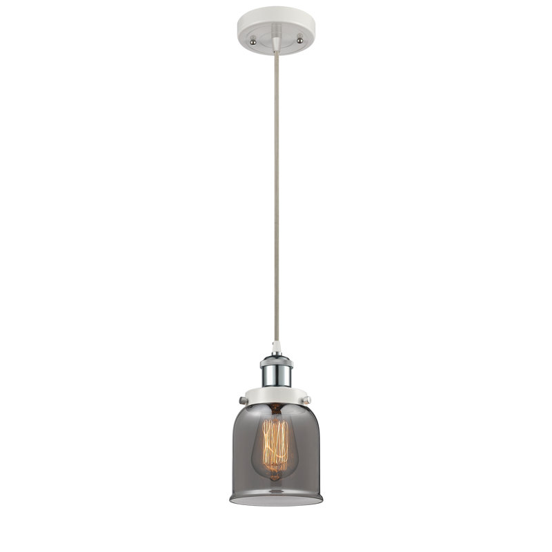Mini luminaire suspendu à cordon 5 lumières Ballston Urban Bell, Plaqué couleur fumée, Blanc / chrome poli