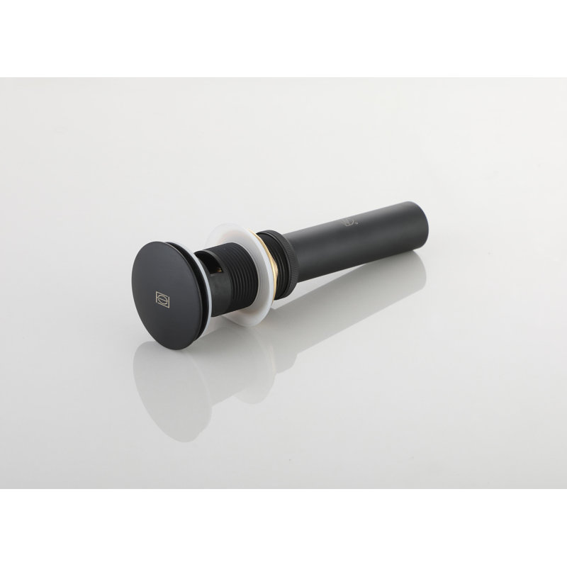 Drain escamotable de lavabo de salle de bain avec trop-plein en chrome poli, Noir mat