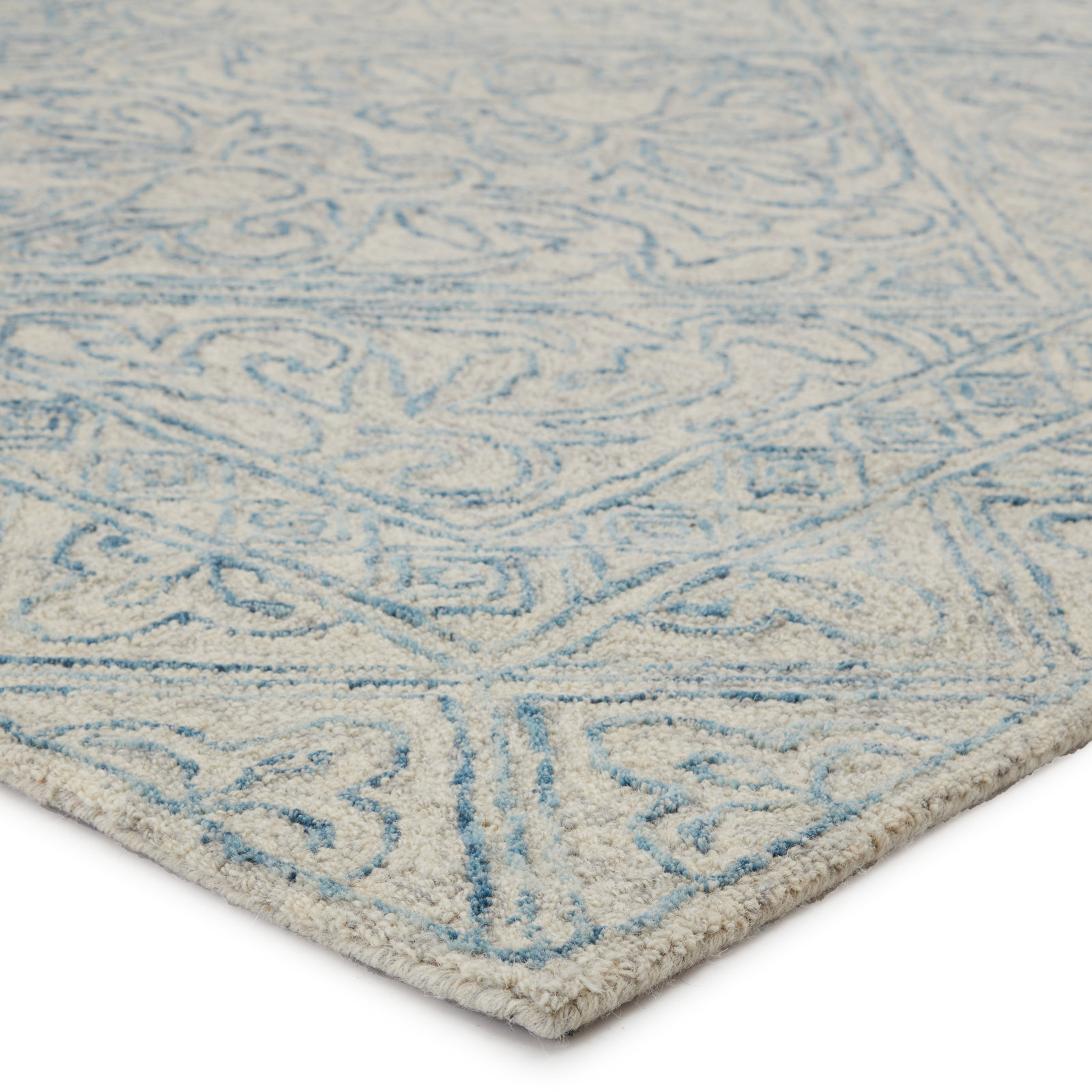 Brandon Handmade Wool Blue/Beige Rug, Rectangle 5' x 8'