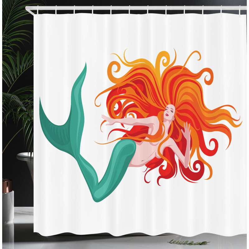 Rideau de douche Ambesonne sirène orange foncé foncé, H 75 po x l 69 po