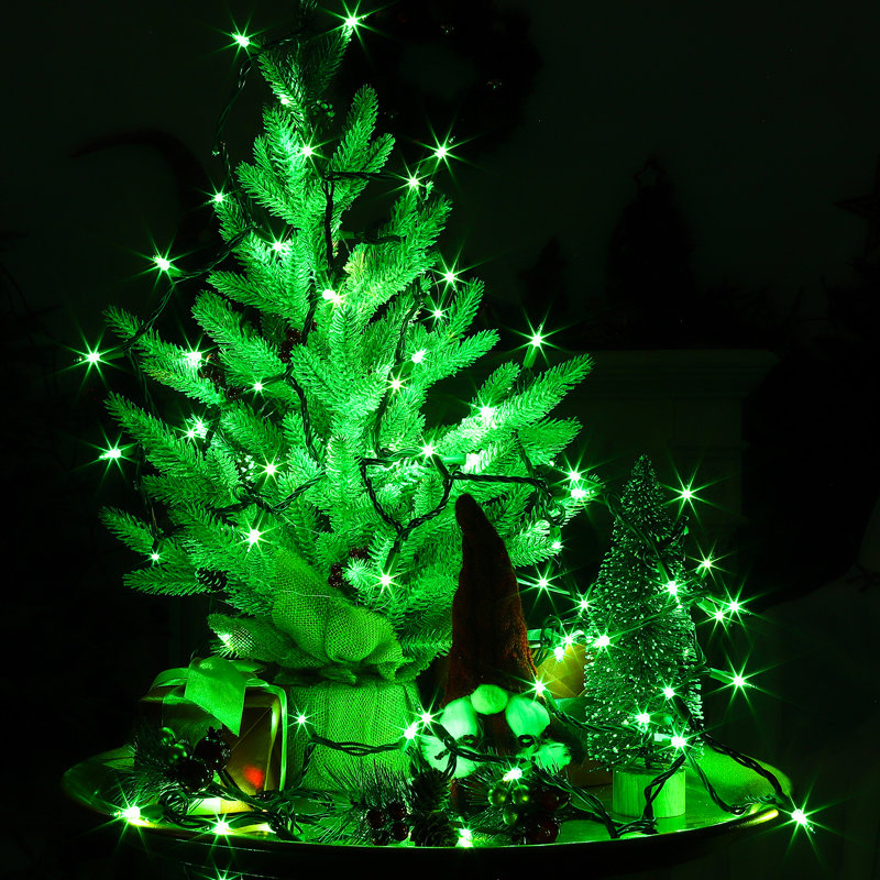 Guirlande de Noël 200 ampoules (2x100), fil vert 53 pi | Arbre de Noël intérieur / extérieur et lumières de brousse pour la décoration des Fêtes