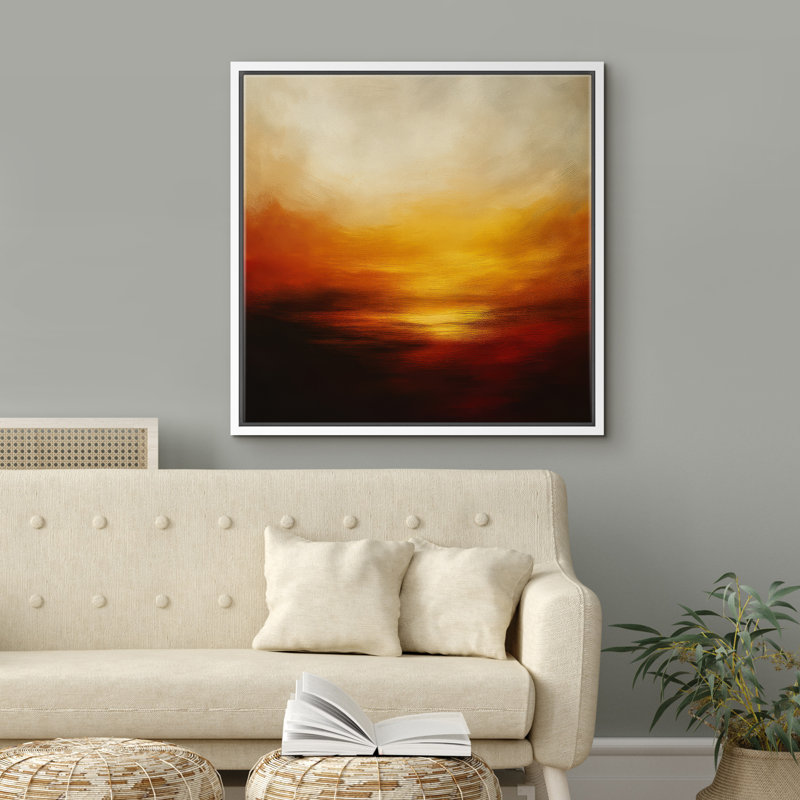 Reproduction d'art abstrait sur toile encadrée pour décoration intérieure moderne, H 16 po x l 16 po, Blanc