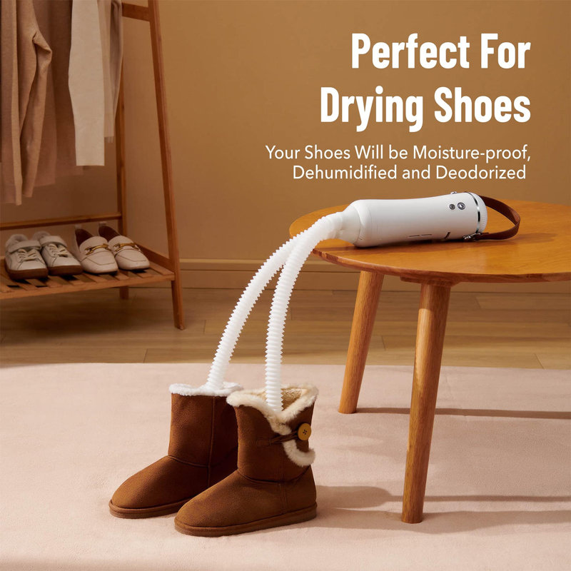 Compact White Electric Portable Dryer with Foldable Drying Rack