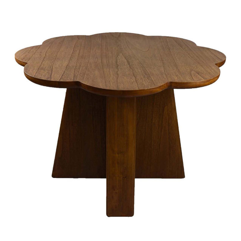 Table de salle à manger ronde, plateau à motif floral, structure en bois brun de 45 po
