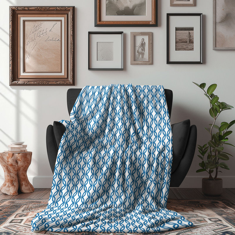 Patterns Blue - 1 pièce Sherpa Premium, Grand lit