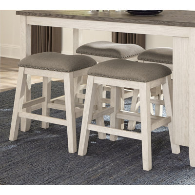 Ensemble de 2 tabourets de bar à hauteur de comptoir en tissu texturé brun