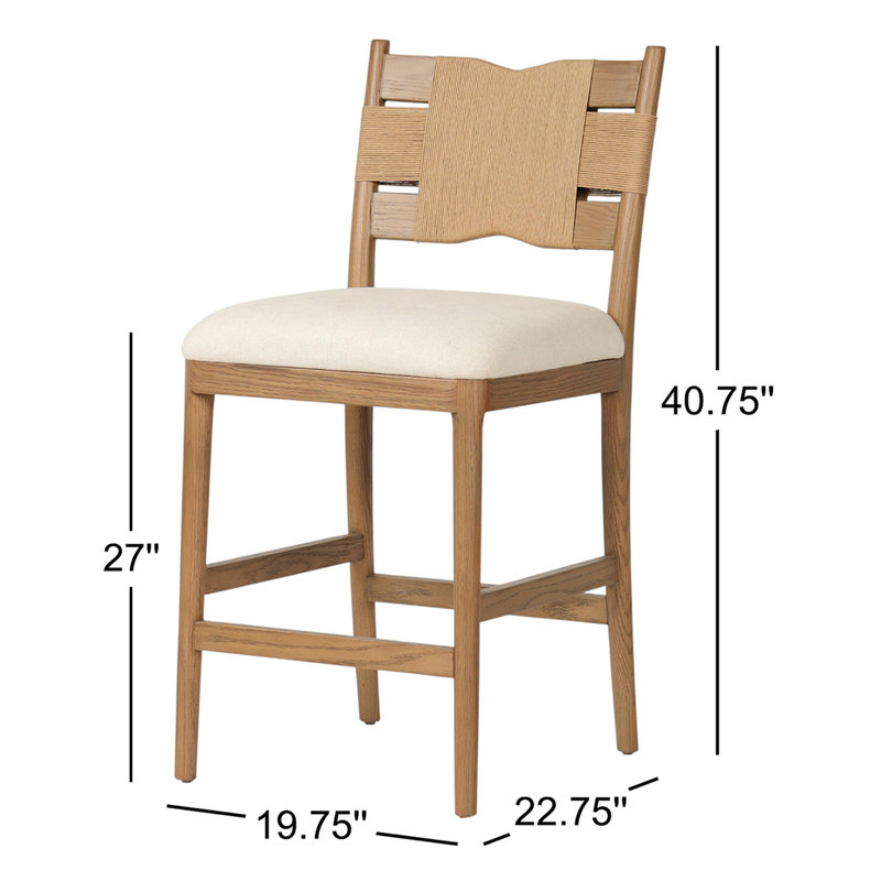 Tova Upholstered Stool, Light Buff Oak