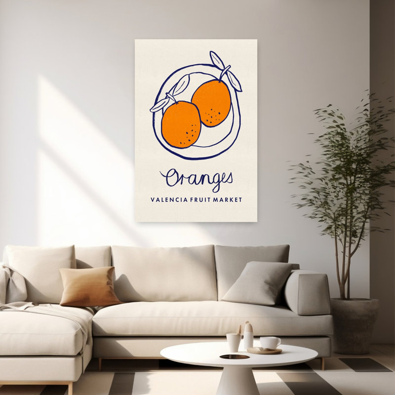 «Valencia Market Oranges Organic Retro Rustic Fruit Summer», art mural, H 60 po x l 40 po