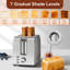 Toaster - 2 toast slots, stainless steel toaster, 2 slices of toaster, 7 levels, defrost function, warm up function, lift function, automatic shut -off, extra wide toast slots