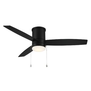 52" Atlantis 3 - Blade LED Flush Mount Ceiling Fan with Pull Chain and Light Kit Included