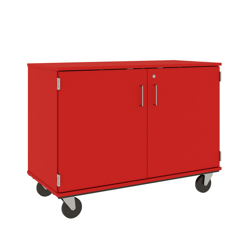 Armoire de classe à 12 compartiments avec roulettes Mobiles, Rouge tulipe