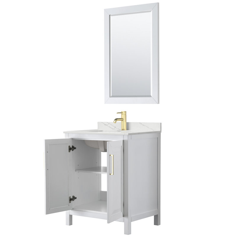 Daria 30'' W Vanity, White, Brushed Gold, White Quartz
