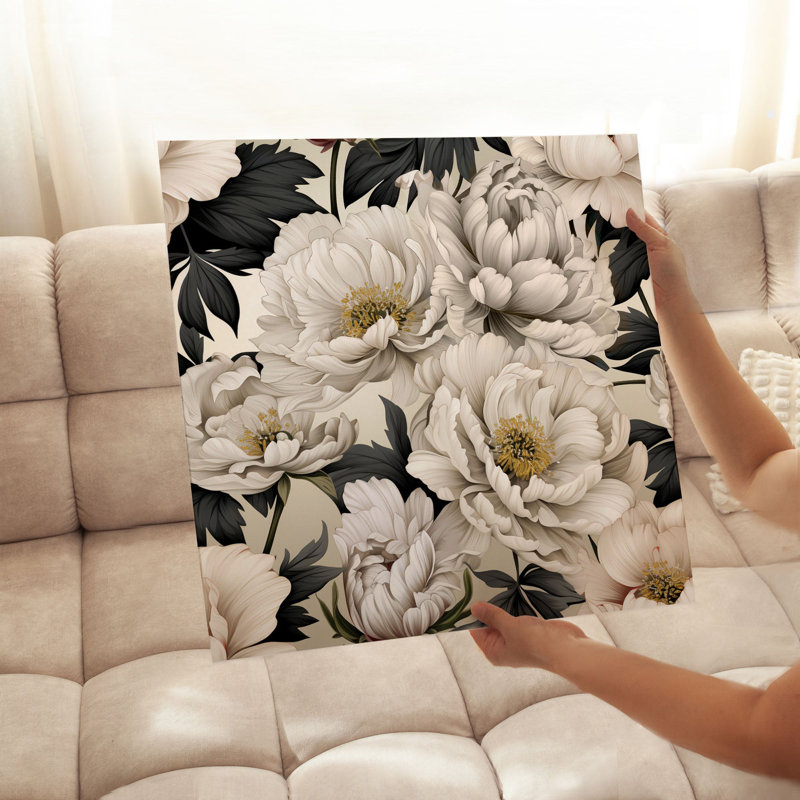 «Floral Luxe Pe pivoines», reproduction d'art moderne sans cadre, H 18 po x l 18 po