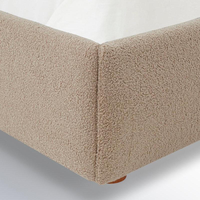Callahan Upholstered Bed, King, Brown Faux Sherpa