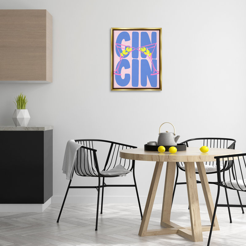 Cadre flottant pastel Cin Cin Cheers, design par House of Lulu, H 21 po x l 17 po, Cadre flottant métallique doré