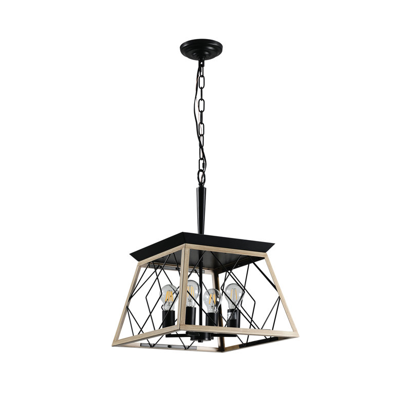 4- Pour la salle à manger - Un plafond de style rustique avec un luminaire suspendu en chêne à hauteur réglable crée une ambiance élégante dans les espaces