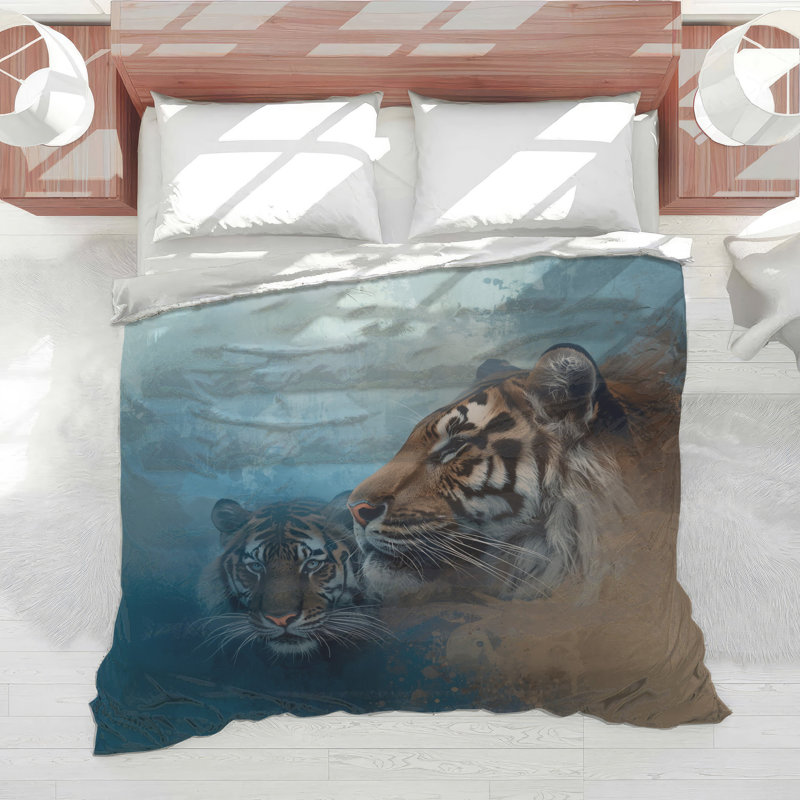 Édredon Tigers In Abstract Art, Très grand lit