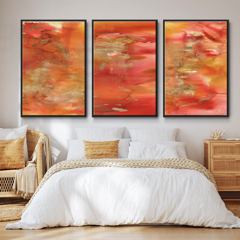 " Higher Emotions I " 3 - Pieces, Black Framed, 40" H x 78" W