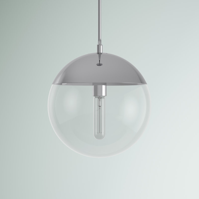 Yearby 1-Light Dimmable Globe Single Pendant, 65" H x 10" W x 10" D, Chrome, Clear