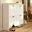 Armoire à chaussures blanche moderne avec clôture et 4 tiroirs rabattables, organisateur de chaussures élégant pour le salon-1289514608