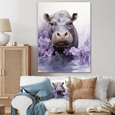 Floral Hippo Mystic Pools 2 - Hippopotamus Wall Art