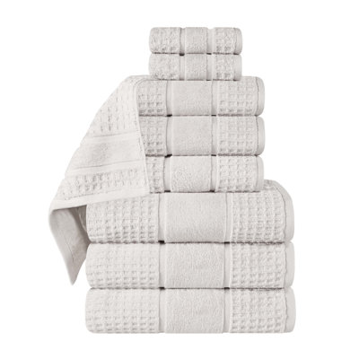  Ensemble de serviettes en coton Zero-Twist - texture gaufrée nid d'abeille - séchage rapide