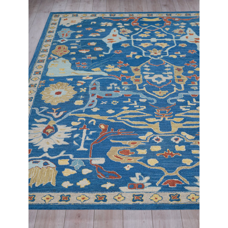 Hamilton hand-tufted New Zealand Wool Navy/Multi Area Rug, Rectangle 10' x 14', Navy