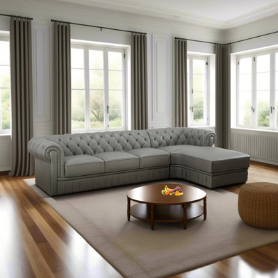 2-Piece Genuine Leather L-Shaped Sectional Sofa