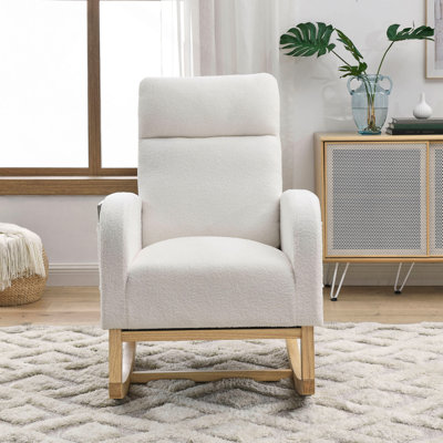 Chaise berçante, fauteuil berçant moderne avec accoudoirs de salon l 27,6 po Welike, deux poches latérales