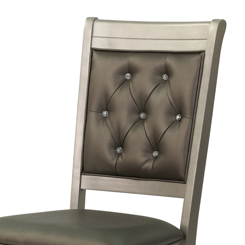 Lesile Faux Leather Dining Chair with Button Tufted Back