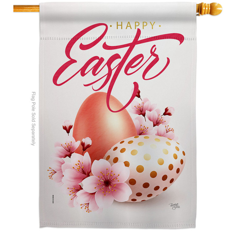 Double Sided 40'' H x 28'' W Polyester Easter House Flag