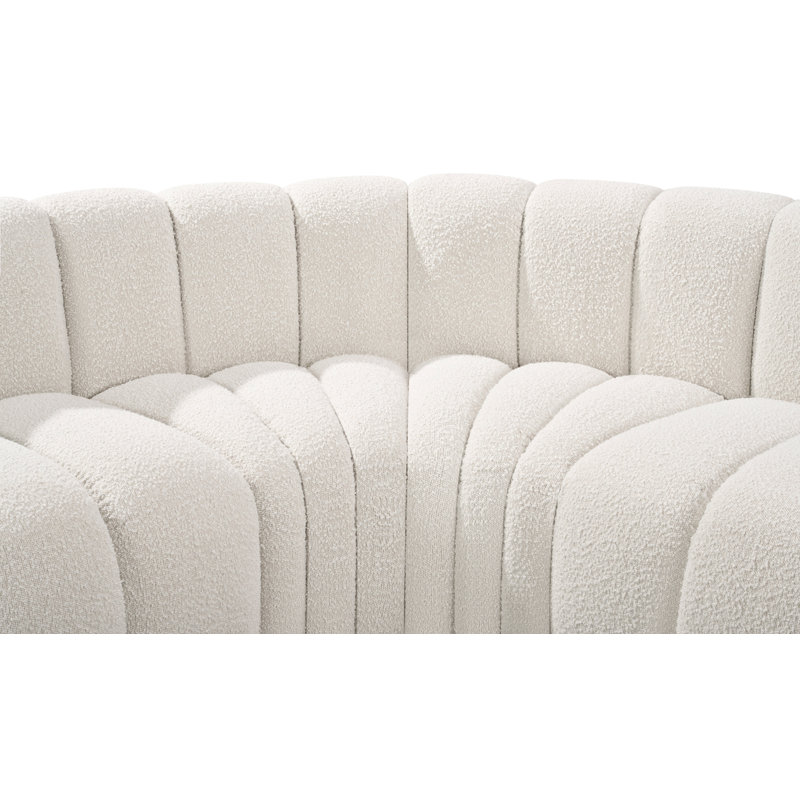 Izelia Upholstered Curved Sectional Reversible, Cream Boucle Fabric