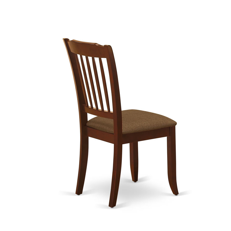 6 Piece Dining Room Furniture Set Contains a Rectangle Kitchen Table and 4 Linen Fabric Dining Chairs with a Bench, Mahogany