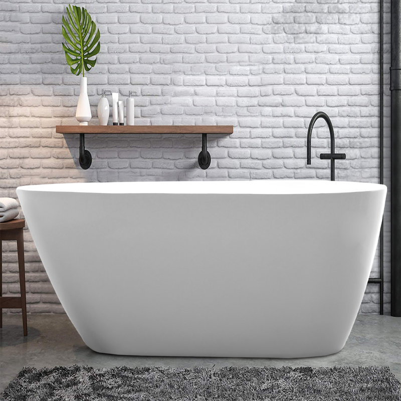 Freestanding Soaking Acrylic Bathtub, White/Polished Chrome, 23.6'' H X 31.5'' W X 67'' L