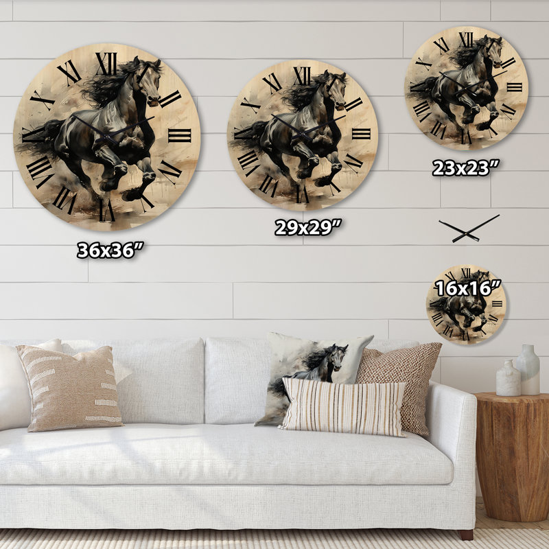 Horloge murale en bois noir I, Grand
