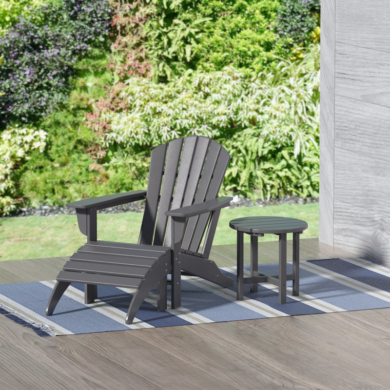 Chaise Adirondack en plastique avec repose-pieds Altura, gris